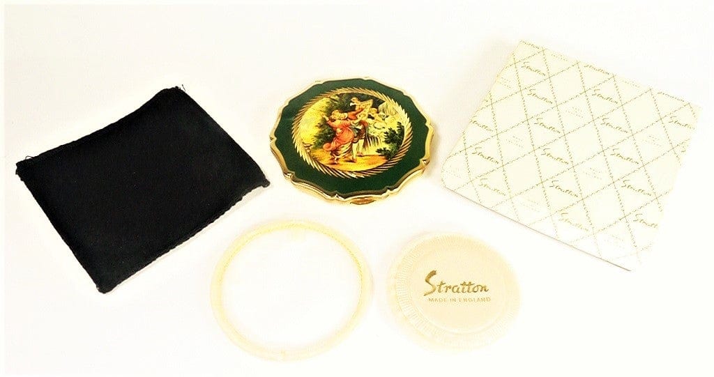 Complete Boxed Vintage Romantic Themed Compact Mirror
