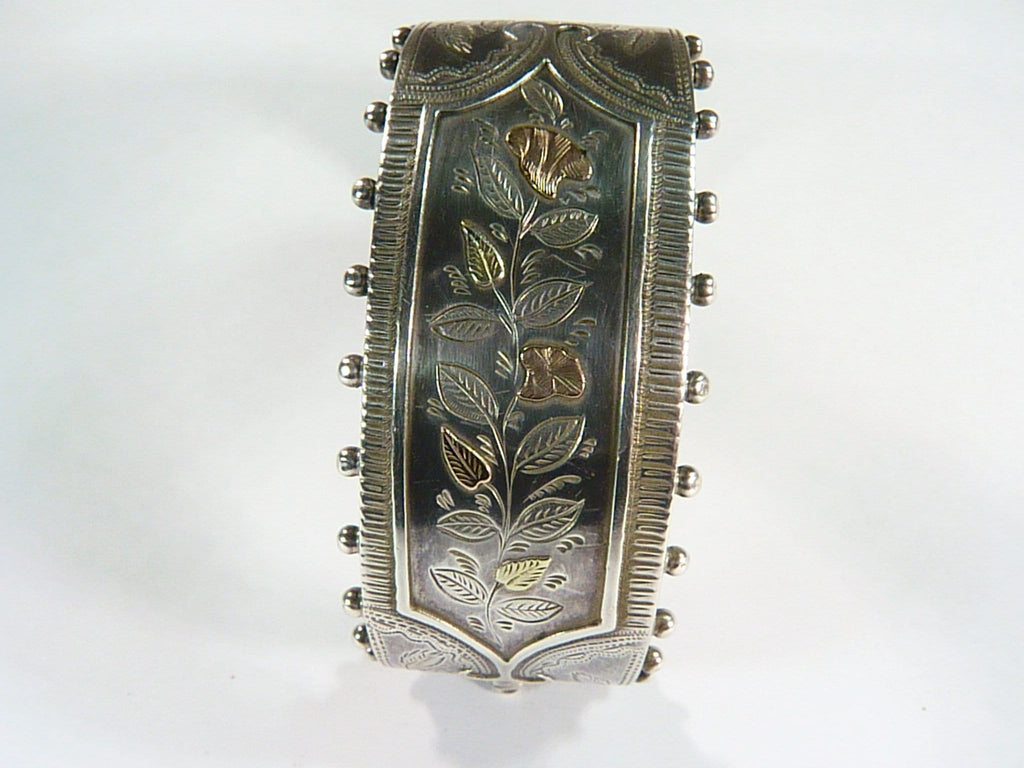 Victorian Aesthetic Hallmarked Silver Cuff Bangle