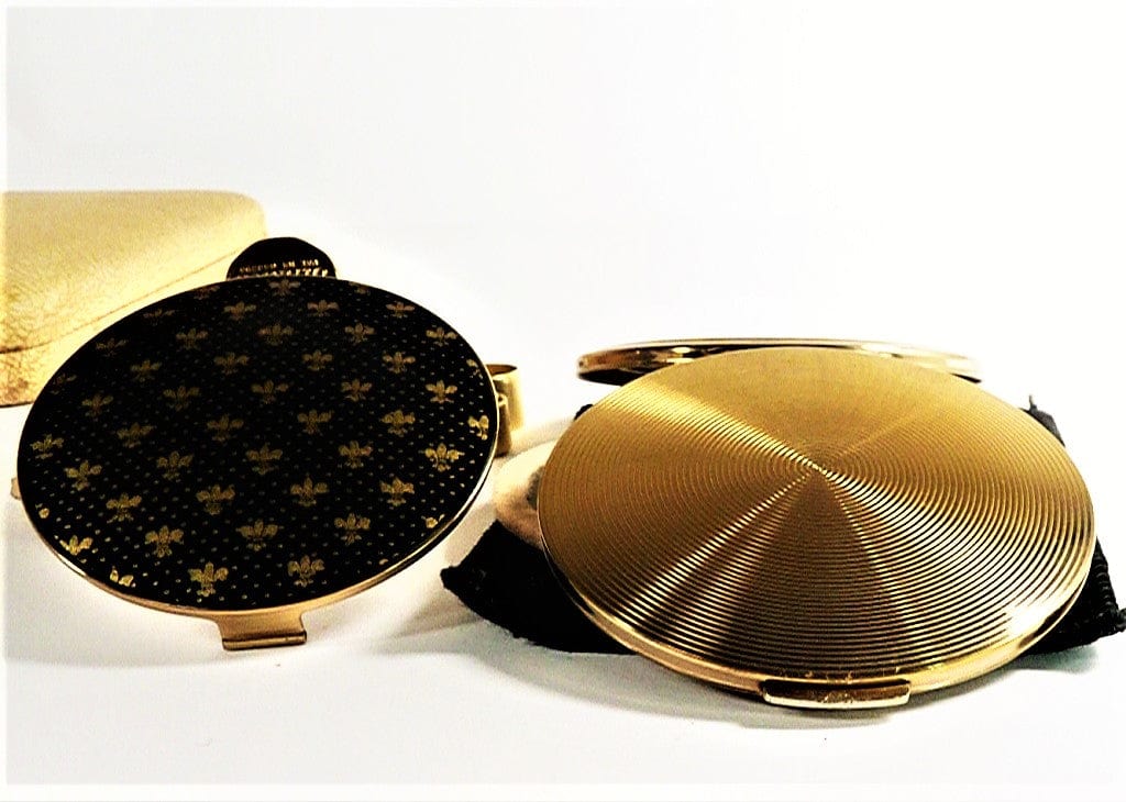 Vintage Compact Mirror Lipstick Holder Set