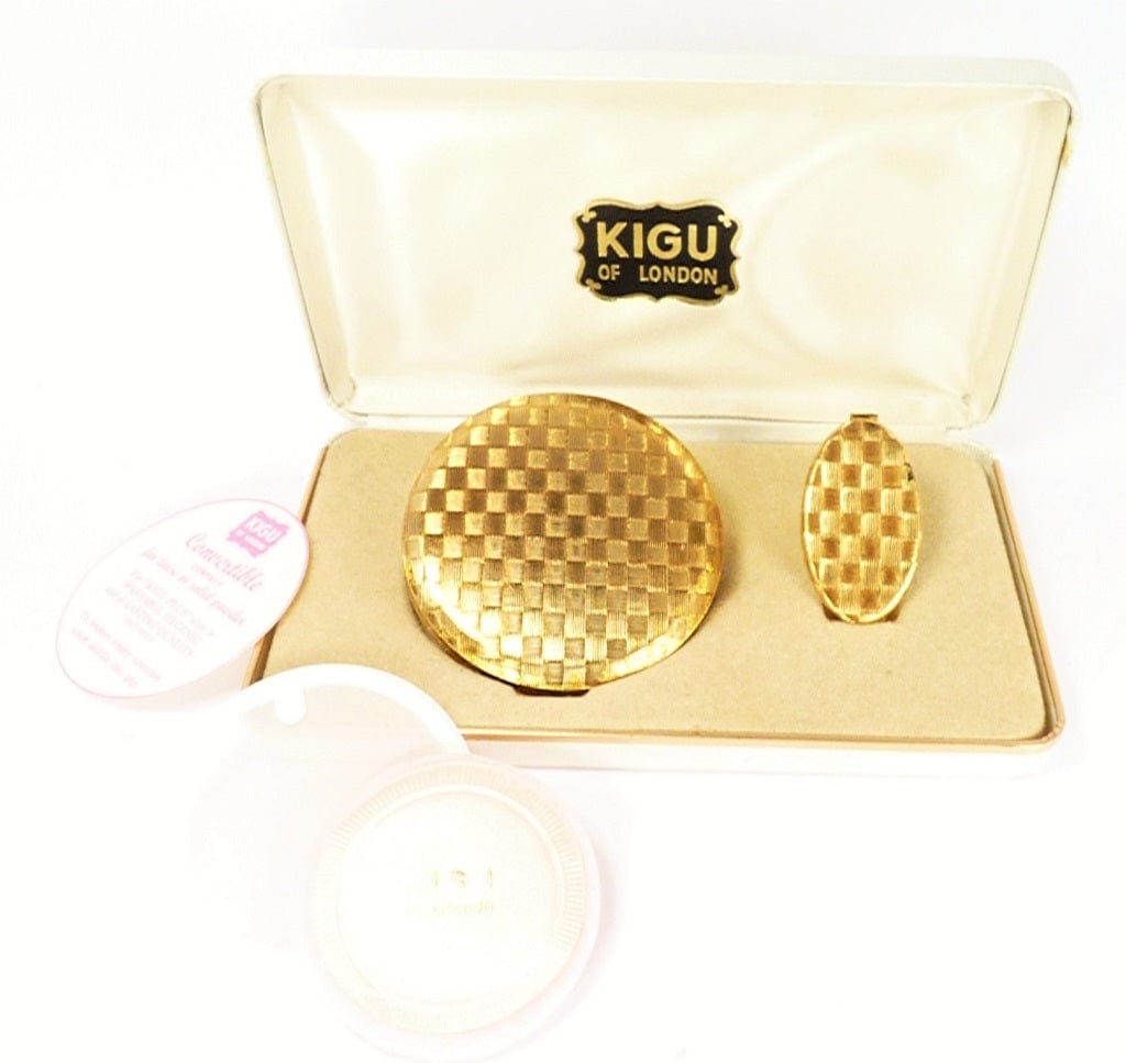 Cased 1970s Golden Kigu Compact Gift Set