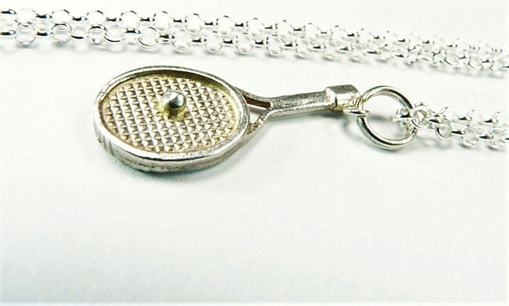 Vintage Tennis Racket Pendant Necklace