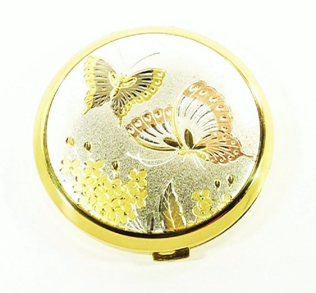 Vintage Damascene Butterfly Compact Mirror
