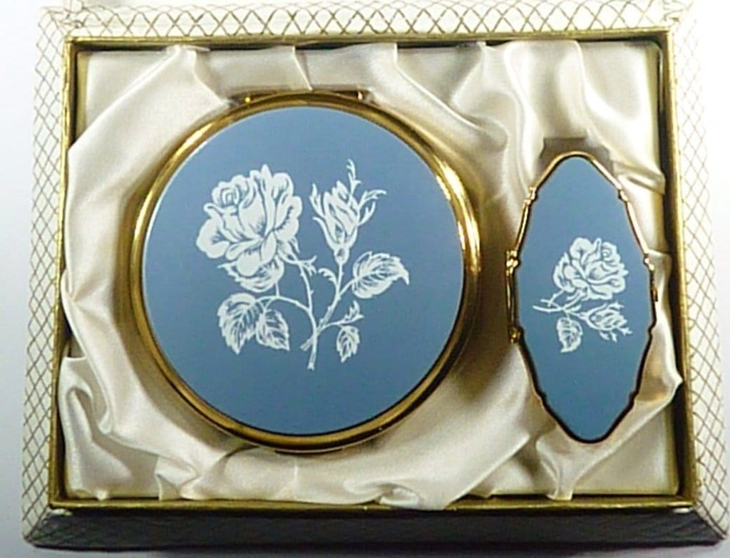 Vintage Compact And Lipstick Case Holder