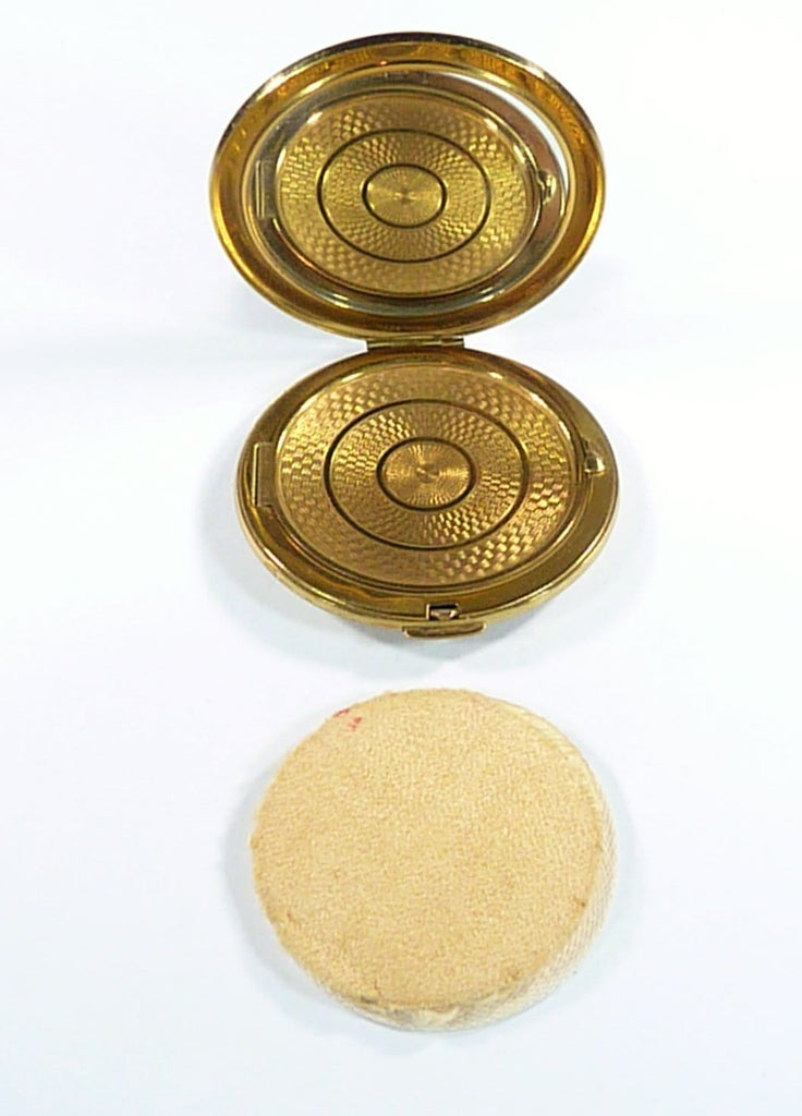 Vintage Loose Powder Compact With Original Puff And Sifter Gauze