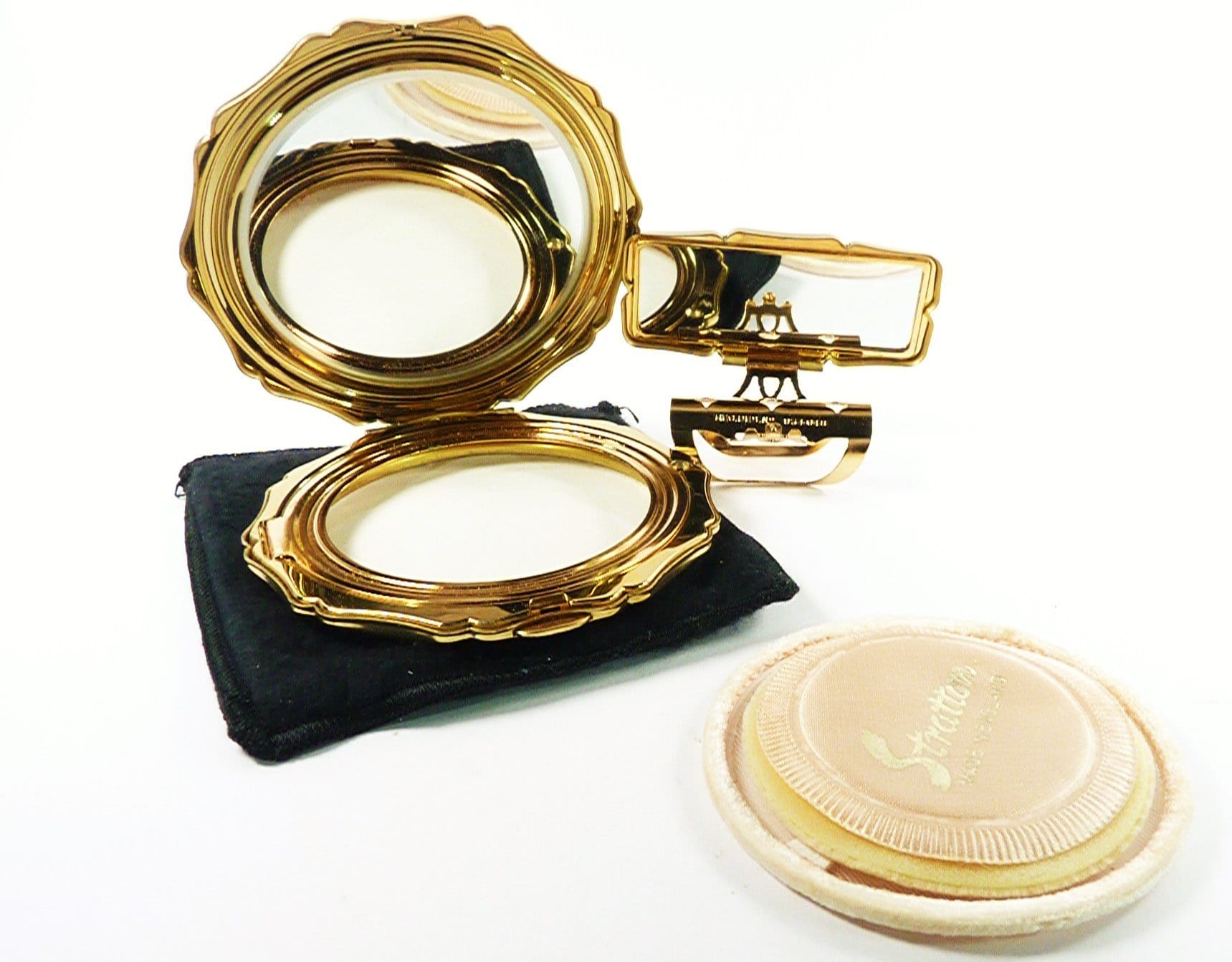 Stunning Unused Stratton Compact Mirror And Lipstick Holder 1970s