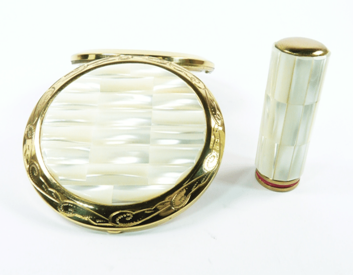 Vintage Mother Of Pearl Compact Mirror