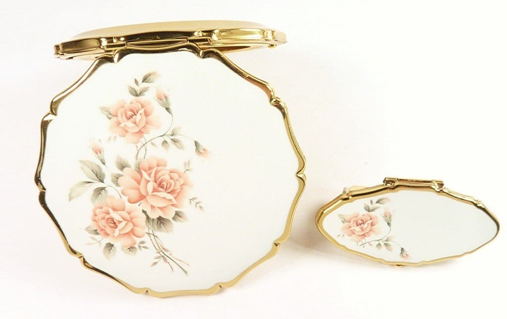 White Pink Floral Makeup Compact