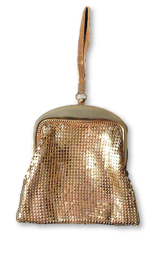 Art Deco Whiting & Davis mesh purse gold tone mesh bag 1930s - The Vintage Compact Shop