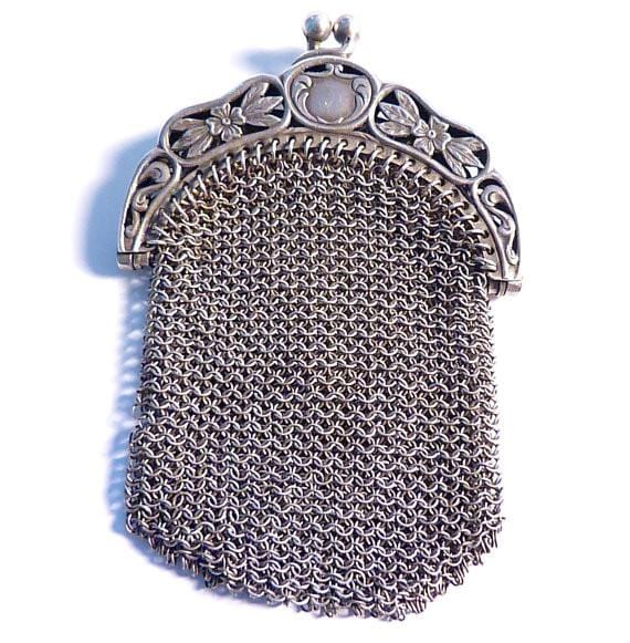 Antique silver chatelaine purse 
