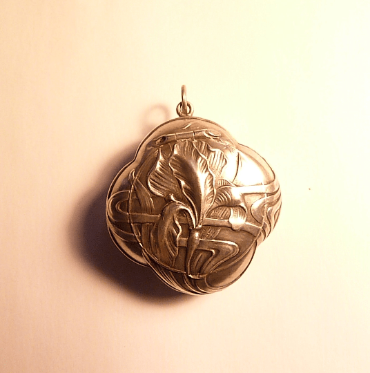 Antique silver gifts French Art Nouveau locket silver wedding anniversary gifts for her - The Vintage Compact Shop