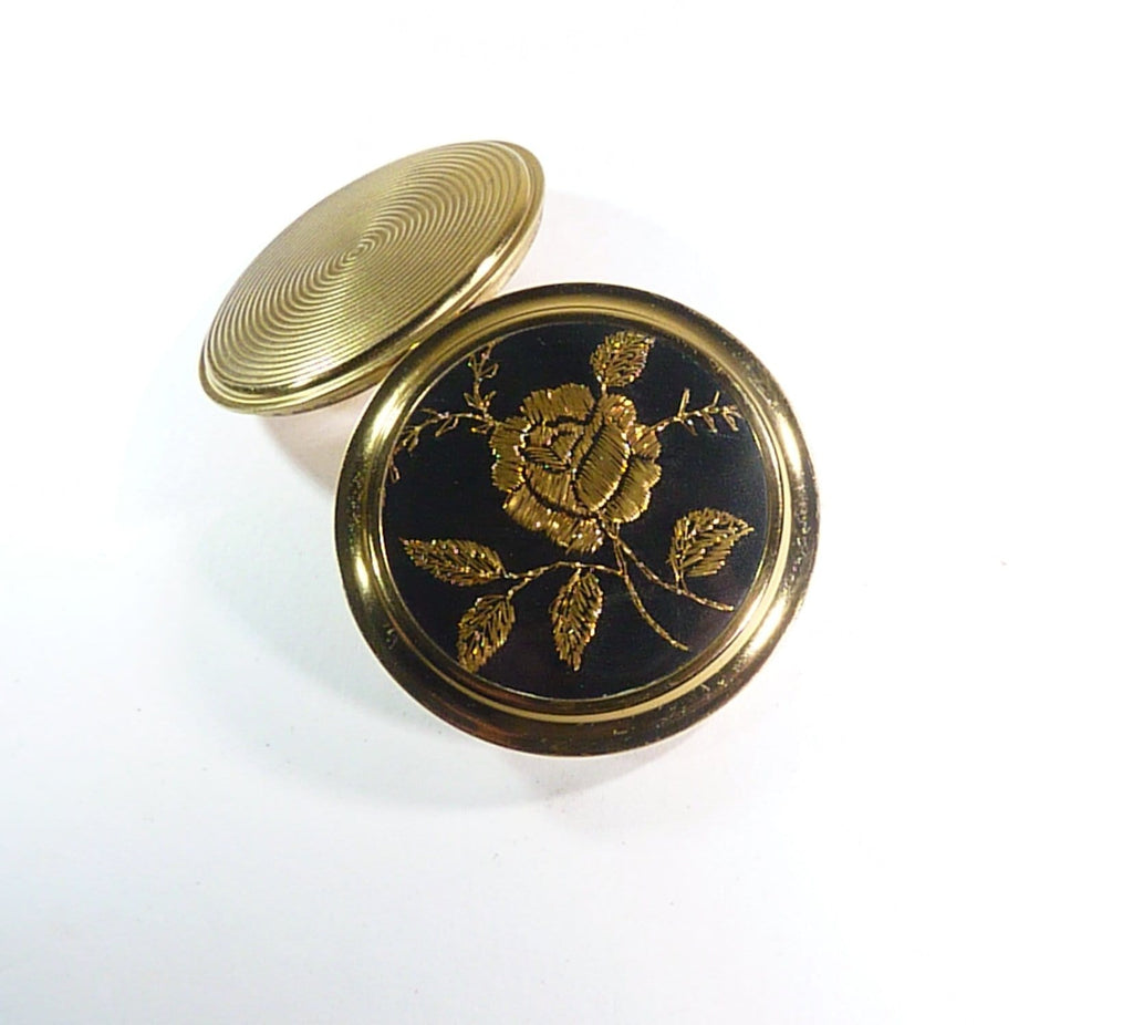 black and gold refillable compact case