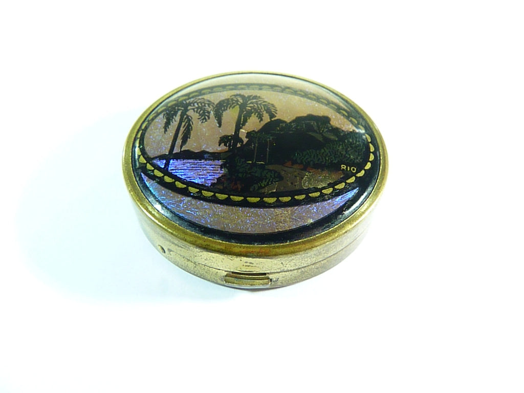 butterfly wing antique powder compacts
