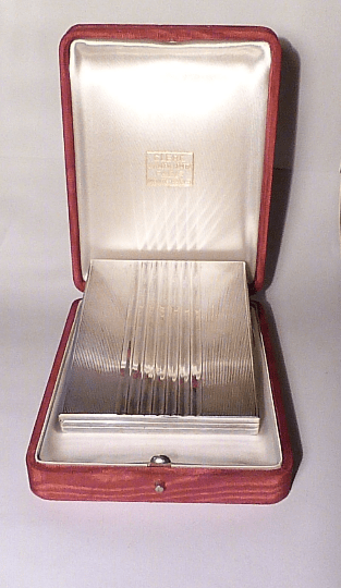 Solid silver cigarette cases CLERC 950 silver cased cigarette case - The Vintage Compact Shop