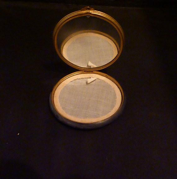 Vintage Petite Point & Celluloid Powder Compact 1930s old compacts antique compact mirrors gifts for her - The Vintage Compact Shop