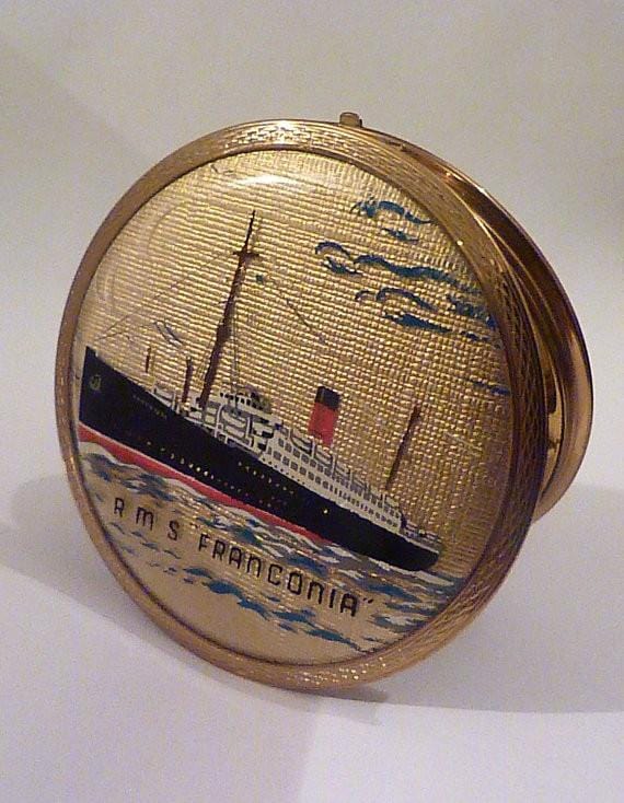 Vintage Stratton ship compact R M S Franconia compact Stratton ships compacts 1950s boat compacts pocket mirrors vintage bridesmaids gifts - The Vintage Compact Shop