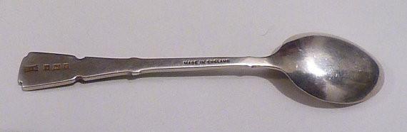 Antique silver christening spoon green guilloche spoon baptism gifts - The Vintage Compact Shop