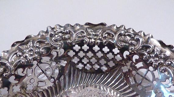 Victorian silver bon bon dish / sweetmeat bowl Chester assayed silver 1800s silver wedding gifts for her - The Vintage Compact Shop