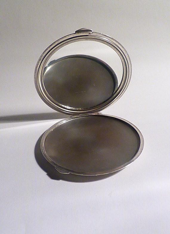 Antique silver gifts sterling silver pocket mirrors English assayed silver powder compact - The Vintage Compact Shop