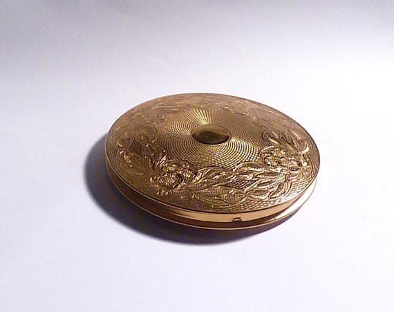 Vintage copper wedding gifts for her compact mirror 1940s powder compact - The Vintage Compact Shop