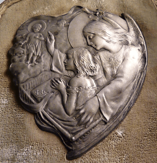 Rare antique French silver triptych solid silver religious icon 