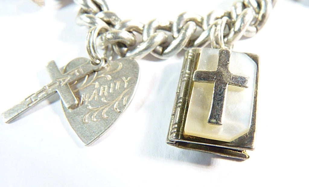 rare sterling silver opening hinged bible charm vintage
