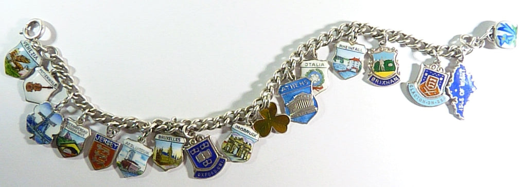 rare vintage hallmarked silver enamel charm bracelet