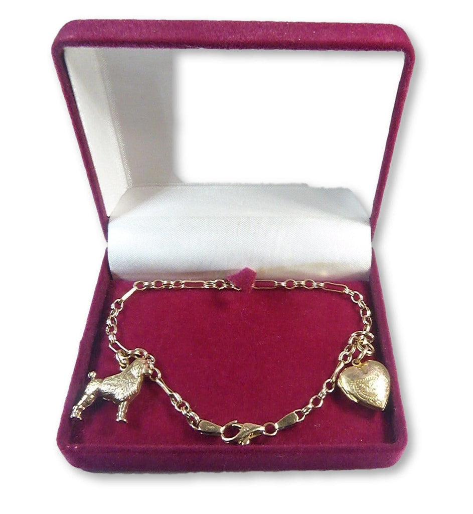 solid gold bracelet Poodle heart locket charm