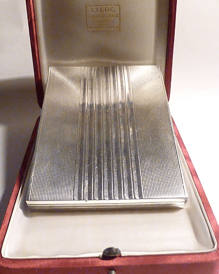 Solid silver cigarette cases CLERC 950 silver cased cigarette case - The Vintage Compact Shop