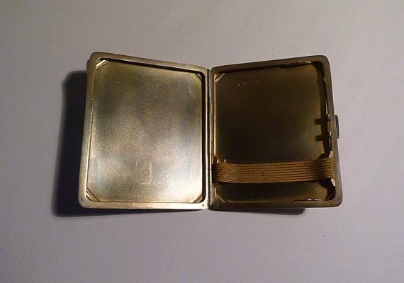 Guilloche cigarette / business card cases Adie Bros sterling silver enamel cigarette case ART DECO - The Vintage Compact Shop