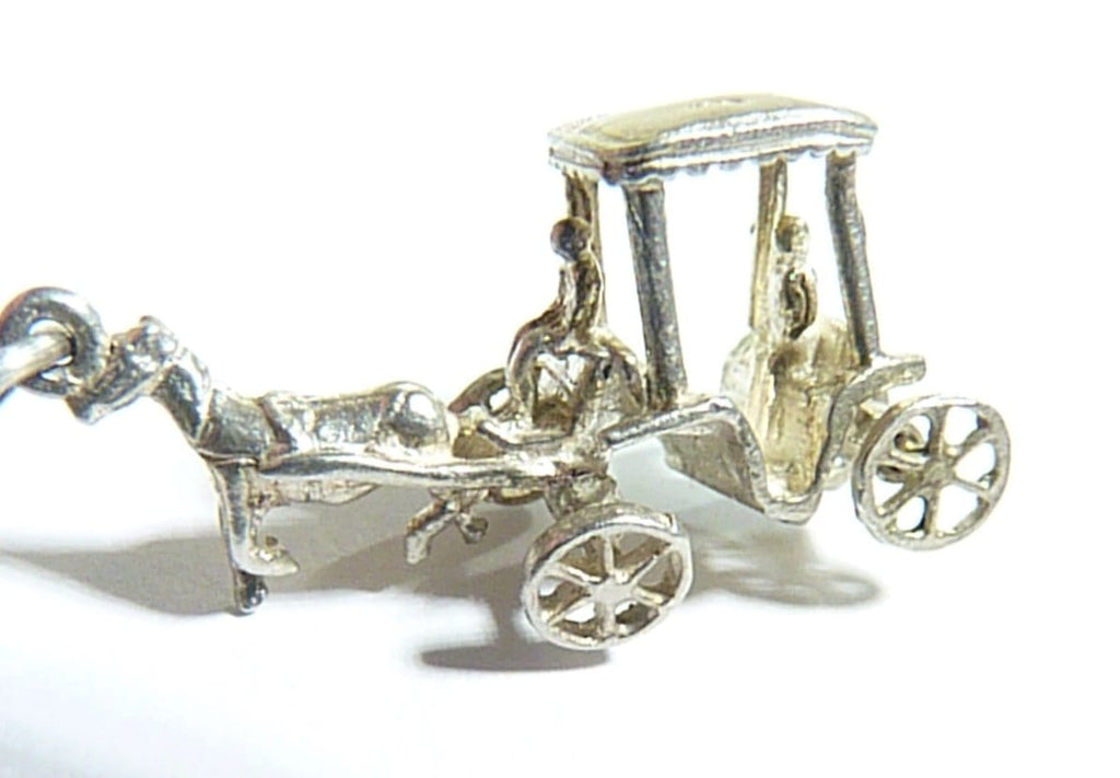 sterling Gibraltar horse and carriage charm vintage