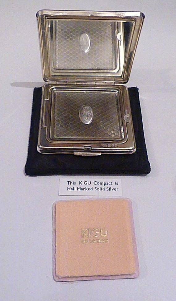 Solid silver Kigu compacts sterling silver compacts 25th anniversary gifts for her - The Vintage Compact Shop
