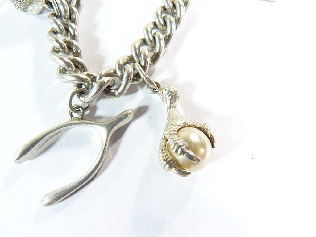 sterling silver claw and orb charm lucky wish bone charm