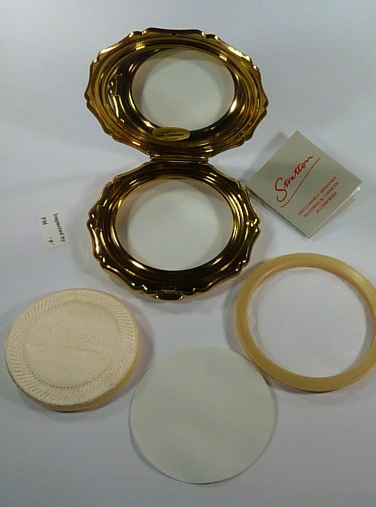 unused compact mirror with puff, box and pouch