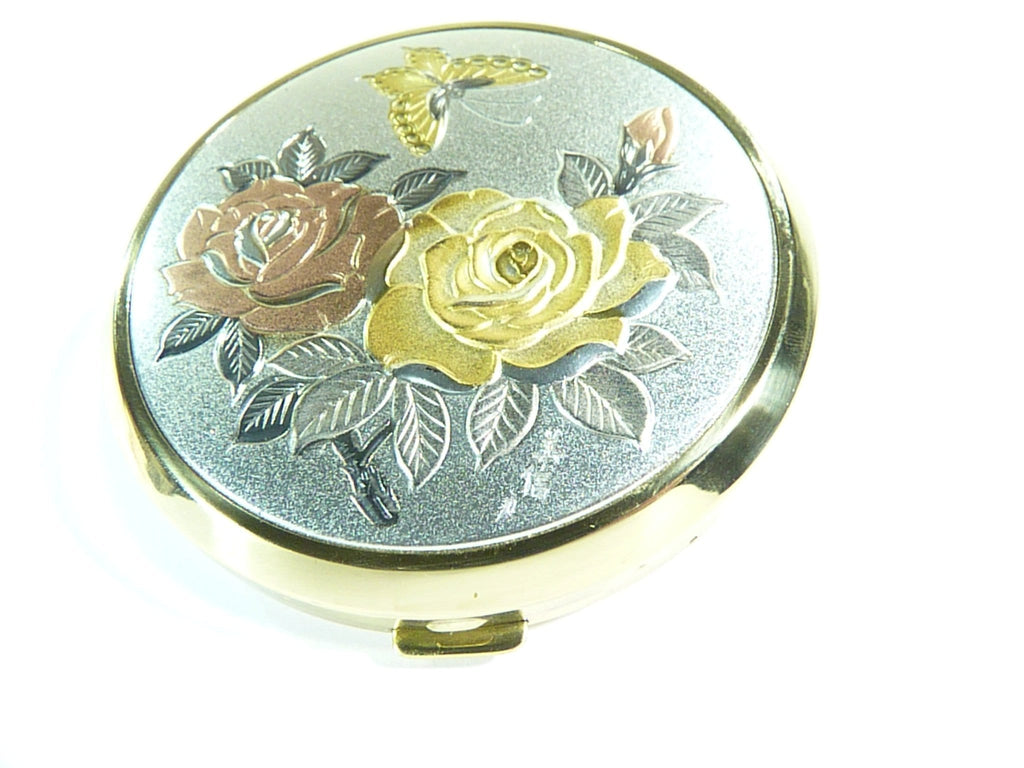 vintage Japanese Chokin refillable compact case with mirror