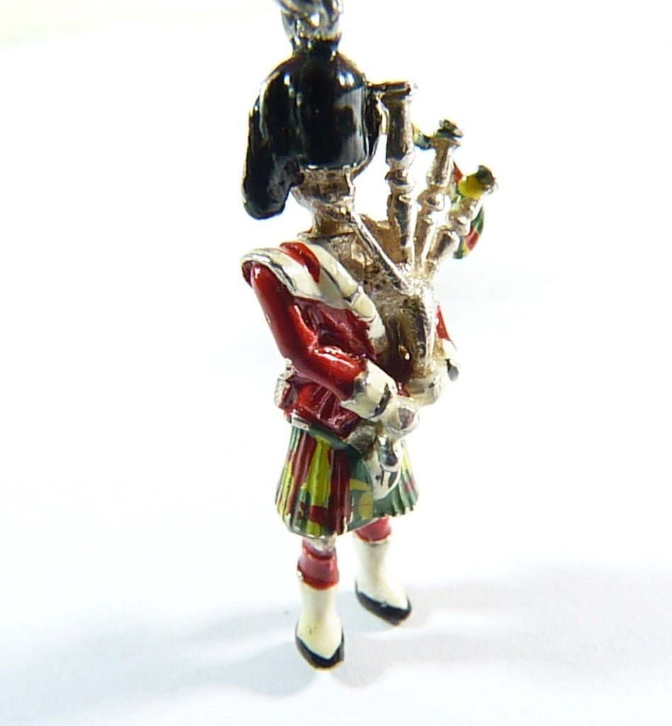 vintage sterling silver Scottish bagpipe player